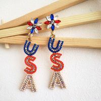 1 Pair Vintage Style Luxurious Classic Style Usa Enamel Alloy Drop Earrings sku image 4