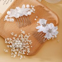 Women's Fairy Style Princess Bridal Flower Imitation Pearl Handmade Inlay Artificial Pearls Rhinestones Hair Clip Insert Comb main image 9