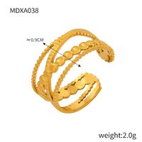 Titanium Steel 18K Gold Plated Casual Simple Style Plating Hollow Out Heart Shape Smiley Face Flower Open Rings sku image 9