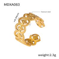 Titanium Steel 18K Gold Plated Casual Simple Style Layered Plating Hollow Out Round Heart Shape Lines Open Rings main image 10