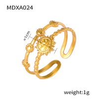 Titanium Steel 18K Gold Plated Casual Simple Style Layered Plating Hollow Out Round Heart Shape Lines Open Rings sku image 1