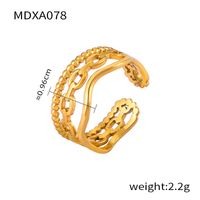 Titanium Steel 18K Gold Plated Casual Simple Style Layered Plating Hollow Out Round Heart Shape Lines Open Rings sku image 2