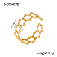 Titanium Steel 18K Gold Plated Casual Simple Style Layered Plating Hollow Out Round Heart Shape Lines Open Rings sku image 3