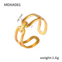 Titanium Steel 18K Gold Plated Casual Simple Style Layered Plating Hollow Out Round Heart Shape Lines Open Rings sku image 5