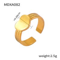 Titanium Steel 18K Gold Plated Casual Simple Style Layered Plating Hollow Out Round Heart Shape Lines Open Rings sku image 6
