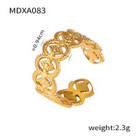 Titanium Steel 18K Gold Plated Casual Simple Style Layered Plating Hollow Out Round Heart Shape Lines Open Rings sku image 7