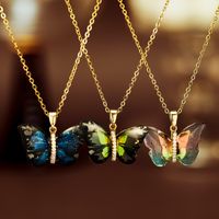 IG Style Sweet Butterfly 304 Stainless Steel Plastic Copper Inlay Women's Pendant Necklace main image 1