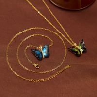 IG Style Sweet Butterfly 304 Stainless Steel Plastic Copper Inlay Women's Pendant Necklace main image 4