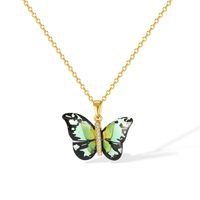 IG Style Sweet Butterfly 304 Stainless Steel Plastic Copper Inlay Women's Pendant Necklace sku image 3