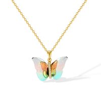IG Style Sweet Butterfly 304 Stainless Steel Plastic Copper Inlay Women's Pendant Necklace sku image 1