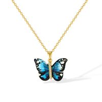 IG Style Sweet Butterfly 304 Stainless Steel Plastic Copper Inlay Women's Pendant Necklace sku image 2