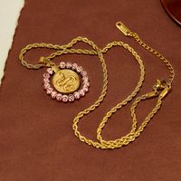 Edelstahl 304 IG-Stil Einfacher Stil Perlen Aushöhlen Runden Schlange Halskette Mit Anhänger main image 4