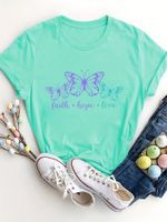 Women's T-shirt Short Sleeve T-Shirts Round Casual Butterfly main image 2