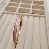 Elegant Simple Style Classic Style Round 304 Stainless Steel Rose Gold Plated Rhinestones Bangle In Bulk main image 4