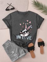 Women's T-shirt Short Sleeve T-Shirts Round Casual Rabbit main image 6