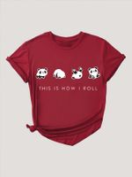 Femmes T-Shirt Manche Courte T-shirts Rond Décontractée Panda main image 1