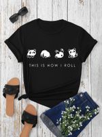 Femmes T-Shirt Manche Courte T-shirts Rond Décontractée Panda main image 5
