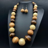 Retro Exaggerated Beach Round Wood Beaded Women's Jewelry Set main image 3