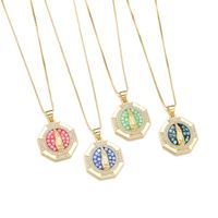Copper 18K Gold Plated Simple Style Enamel Inlay Virgin Mary Shell Zircon Pendant Necklace main image 6