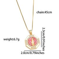 Copper 18K Gold Plated Simple Style Enamel Inlay Virgin Mary Shell Zircon Pendant Necklace main image 3