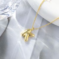 Großhandel Einfacher Stil Strassenmode Buchstabe Kupfer K Vergoldet Halskette Mit Anhänger sku image 11