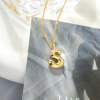 Großhandel Einfacher Stil Strassenmode Buchstabe Kupfer K Vergoldet Halskette Mit Anhänger sku image 19