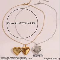 304 Stainless Steel 18K Gold Plated IG Style Sweet Heart Shape Pendant Necklace Locket Necklace main image 2