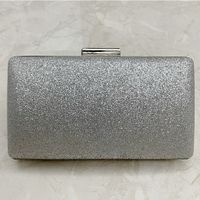 Silver Black Red Pu Leather Metal Solid Color Square Evening Bags sku image 1