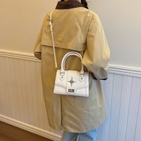 Women's Pu Leather Solid Color Streetwear Sewing Thread Flip Cover Handbag sku image 1