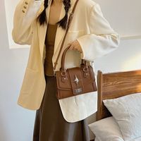Women's Pu Leather Solid Color Streetwear Sewing Thread Flip Cover Handbag sku image 5