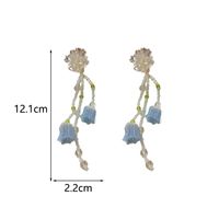 1 Pair Elegant Sweet Flower Beaded Seed Bead Drop Earrings main image 4