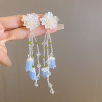 1 Pair Elegant Sweet Flower Beaded Seed Bead Drop Earrings main image 2