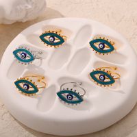 Titanium Steel 18K Gold Plated Elegant Simple Style Enamel Plating Devil's Eye Open Rings main image 9