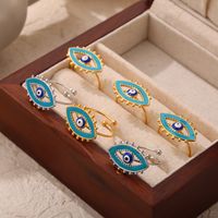 Titanium Steel 18K Gold Plated Elegant Simple Style Enamel Plating Devil's Eye Open Rings main image 1