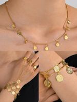 Kupfer 18 Karat Vergoldet Einfacher Stil Klassischer Stil Überzug Münze Armbänder Halskette sku image 4