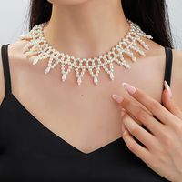 Elegant Simple Style Round Pearl Beaded Braid Women's Choker sku image 1