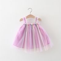 Vestido De Verano Para Niñas, Nuevo Vestido De Estilo Coreano, Correa De Color Sólido, Vestido De Malla De Arco Iris, Estilo Occidental, Vestido De Princesa Para Bebé Y Niña sku image 1