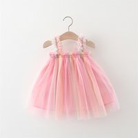 Vestido De Verano Para Niñas, Nuevo Vestido De Estilo Coreano, Correa De Color Sólido, Vestido De Malla De Arco Iris, Estilo Occidental, Vestido De Princesa Para Bebé Y Niña sku image 7