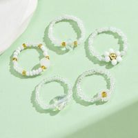 Wholesale Jewelry Simple Style Classic Style Flower Artificial Crystal Seed Bead Beaded Rings main image 4