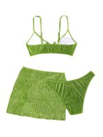 Vacation Solid Color Bikinis Polyester Skirt Sets Swimwear main image 3