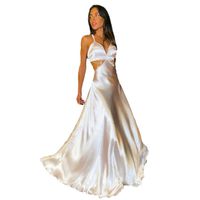 Elegant Solid Color Maxi Dresses Polyester Satin Dress Maxi Long Dress Dresses main image 5