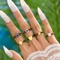 Wholesale Jewelry IG Style Simple Style Devil's Eye Star Heart Shape Beaded Rings main image 1