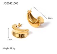 1 Pair IG Style C Shape 316 Stainless Steel  18K Gold Plated Ear Studs main image 2