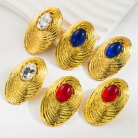 1 Pair Classic Style Oval Inlay Alloy Resin Glass Drill Ear Studs main image 7