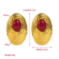 1 Pair Classic Style Oval Inlay Alloy Resin Glass Drill Ear Studs main image 2