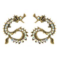 1 Pair Hip-Hop Dragon Inlay Alloy Rhinestones Drop Earrings main image 5