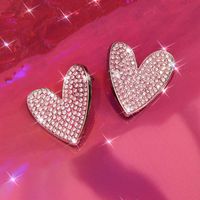 1 Pair Lady Modern Style Sweet Heart Shape Inlay Alloy Rhinestones Ear Studs sku image 1