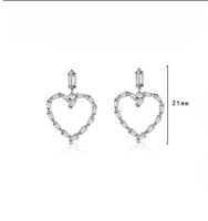 1 Pair Sweet Simple Style Heart Shape Hollow Out Inlay Copper Zircon Drop Earrings main image 2