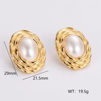 1 Pair IG Style Simple Style Geometric Inlay 304 Stainless Steel Artificial Pearls Rhinestones 18K Gold Plated Earrings Ear Studs main image 2