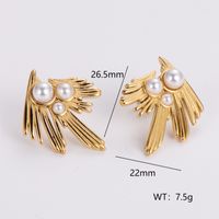 1 Pair IG Style Simple Style Geometric Inlay 304 Stainless Steel Artificial Pearls Rhinestones 18K Gold Plated Earrings Ear Studs main image 4